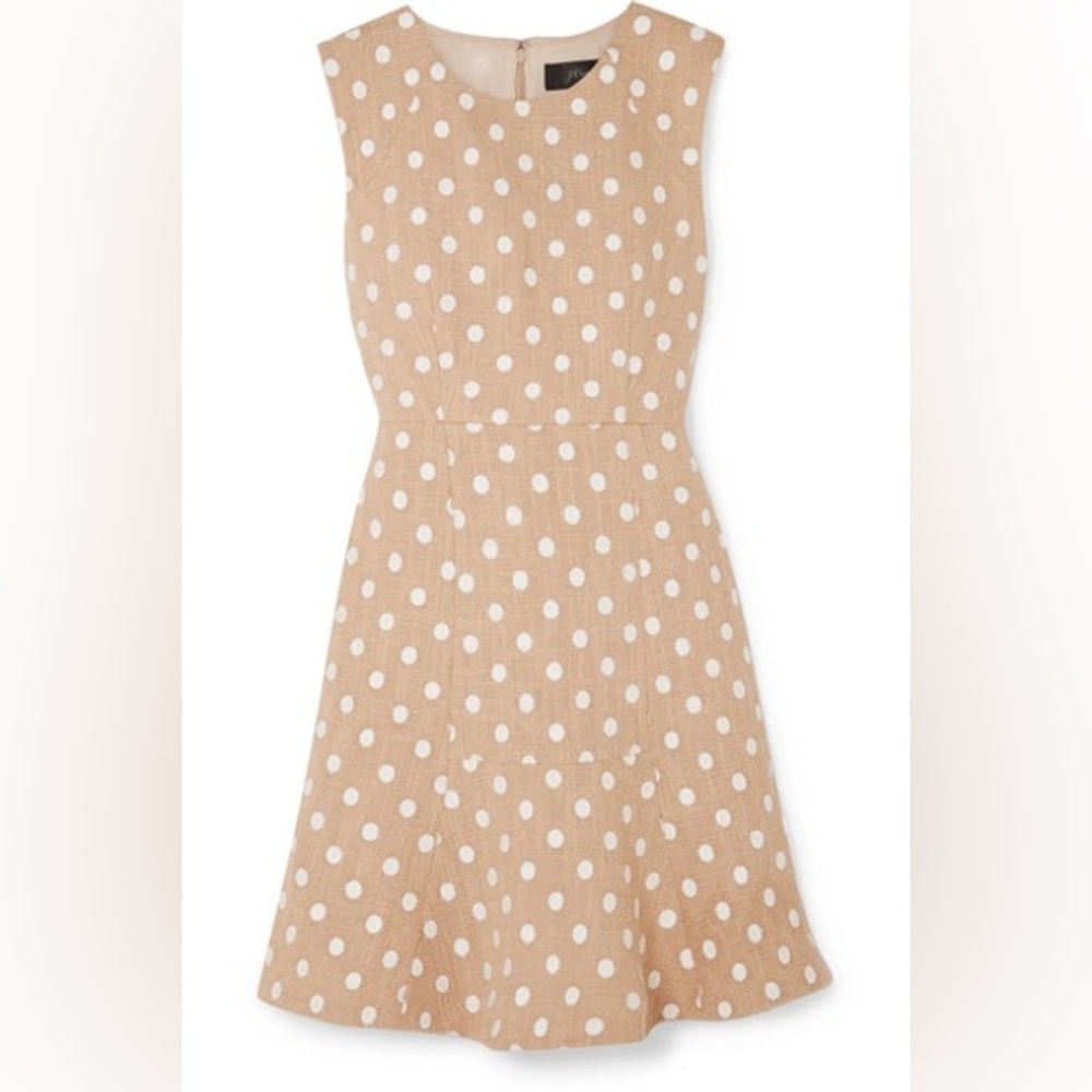 J. Crew Polka Dot Embroidered Tweed Dress ‘Marcy’ White Beige